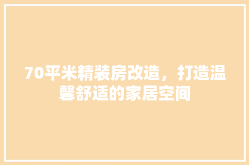 70平米精装房改造，打造温馨舒适的家居空间 软装设计