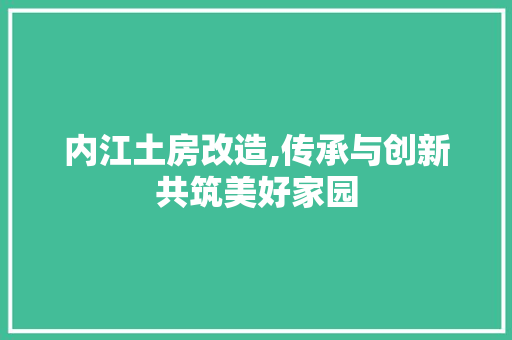 内江土房改造,传承与创新共筑美好家园