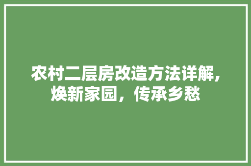 农村二层房改造方法详解,焕新家园，传承乡愁