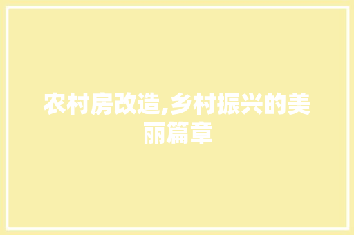 农村房改造,乡村振兴的美丽篇章 软装设计