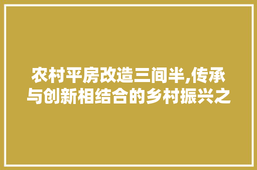 农村平房改造三间半,传承与创新相结合的乡村振兴之路