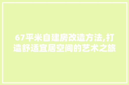 67平米自建房改造方法,打造舒适宜居空间的艺术之旅
