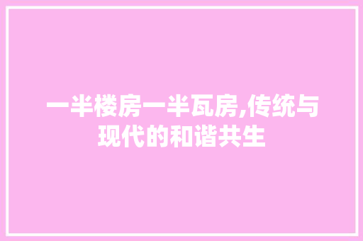 一半楼房一半瓦房,传统与现代的和谐共生