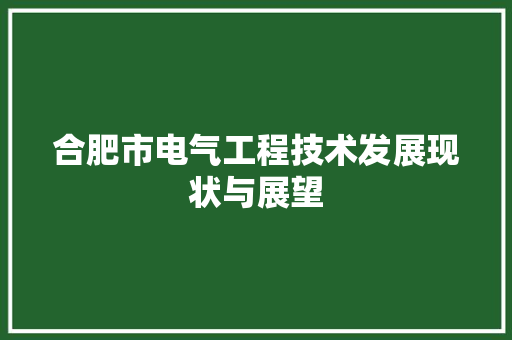 合肥市电气工程技术发展现状与展望 卧室装修