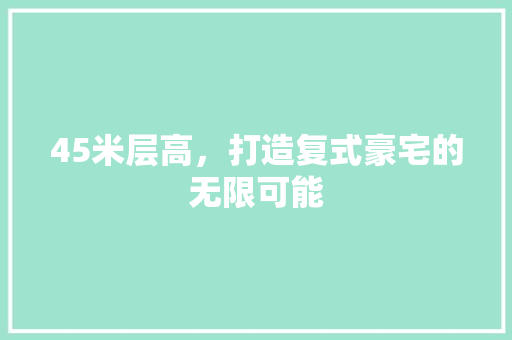 45米层高，打造复式豪宅的无限可能