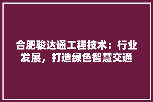 合肥骏达通工程技术：行业发展，打造绿色智慧交通 卧室装修