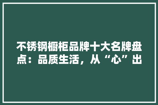 不锈钢橱柜品牌十大名牌盘点：品质生活，从“心”出发