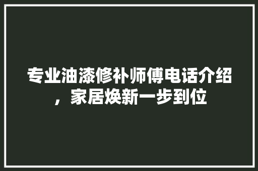 专业油漆修补师傅电话介绍，家居焕新一步到位