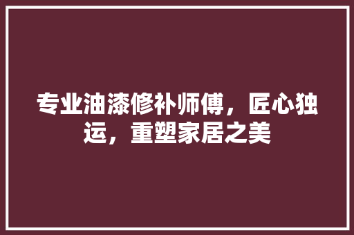 专业油漆修补师傅，匠心独运，重塑家居之美
