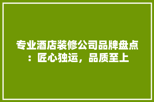 专业酒店装修公司品牌盘点：匠心独运，品质至上 客厅装修