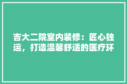 吉大二院室内装修：匠心独运，打造温馨舒适的医疗环境 卧室装修