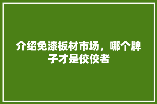 介绍免漆板材市场，哪个牌子才是佼佼者