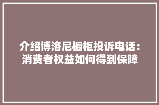 介绍博洛尼橱柜投诉电话：消费者权益如何得到保障