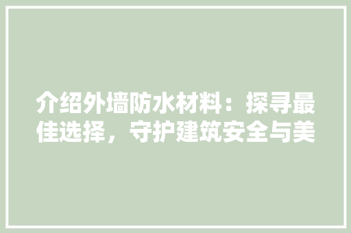 介绍外墙防水材料：探寻最佳选择，守护建筑安全与美观