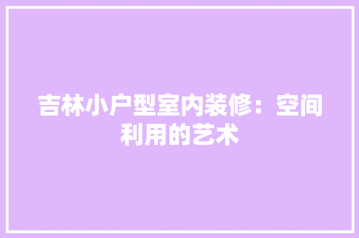 吉林小户型室内装修：空间利用的艺术 卧室装修