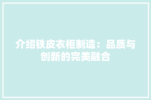 介绍铁皮衣柜制造：品质与创新的完美融合