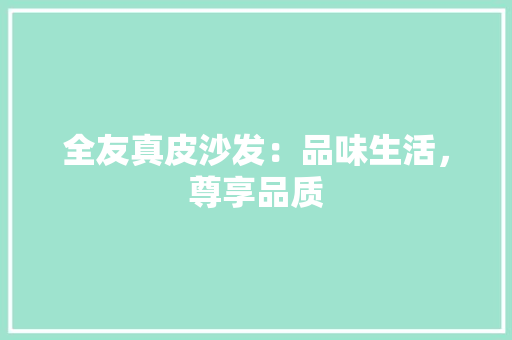 全友真皮沙发：品味生活，尊享品质