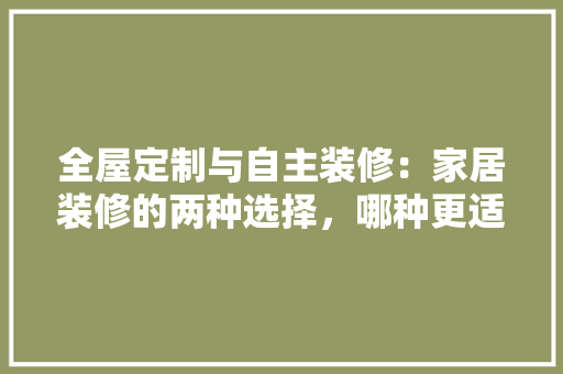 全屋定制与自主装修：家居装修的两种选择，哪种更适合你 木雕艺术