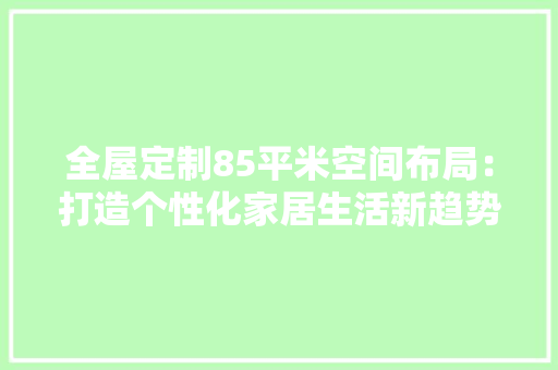 全屋定制85平米空间布局：打造个性化家居生活新趋势 家居装修