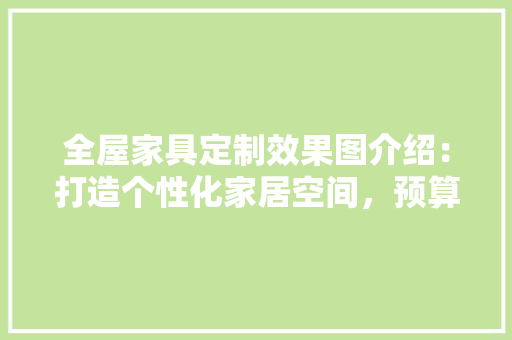 全屋家具定制效果图介绍：打造个性化家居空间，预算如何 家居装修