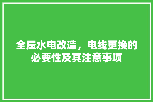 全屋水电改造，电线更换的必要性及其注意事项 现代风格装饰