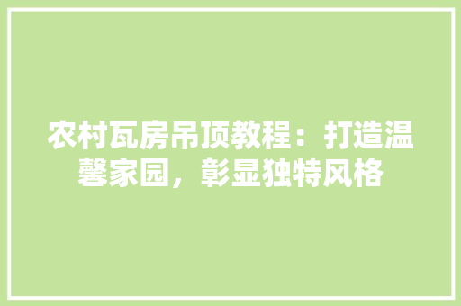 农村瓦房吊顶教程：打造温馨家园，彰显独特风格