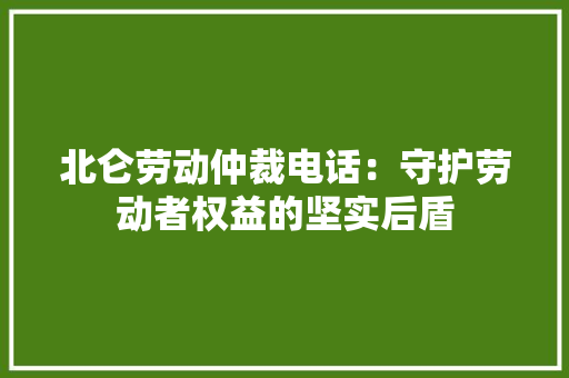 北仑劳动仲裁电话：守护劳动者权益的坚实后盾