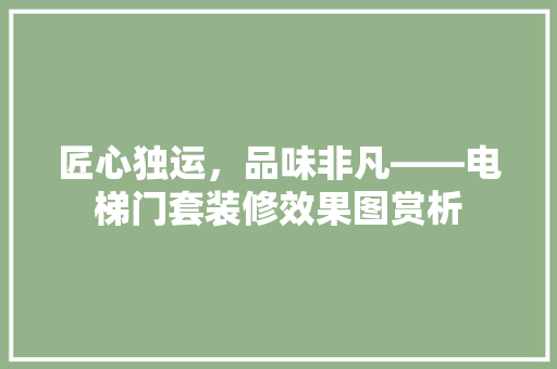 匠心独运，品味非凡——电梯门套装修效果图赏析