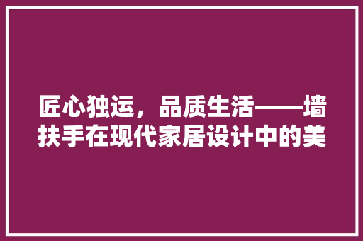 匠心独运，品质生活——墙扶手在现代家居设计中的美学与价值