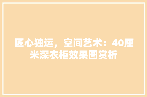 匠心独运，空间艺术：40厘米深衣柜效果图赏析 现代风格装饰
