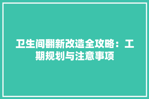 卫生间翻新改造全攻略：工期规划与注意事项 木雕艺术