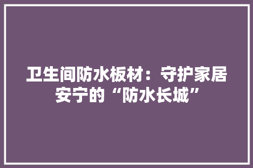 卫生间防水板材：守护家居安宁的“防水长城” 室内设计