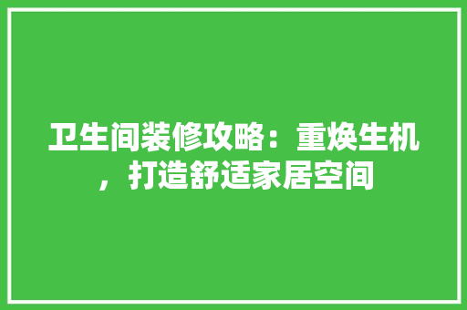 卫生间装修攻略：重焕生机，打造舒适家居空间 地板材料