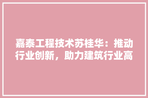 嘉泰工程技术苏桂华：推动行业创新，助力建筑行业高质量发展