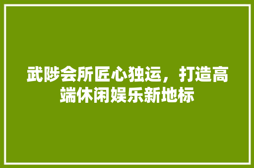 武陟会所匠心独运，打造高端休闲娱乐新地标