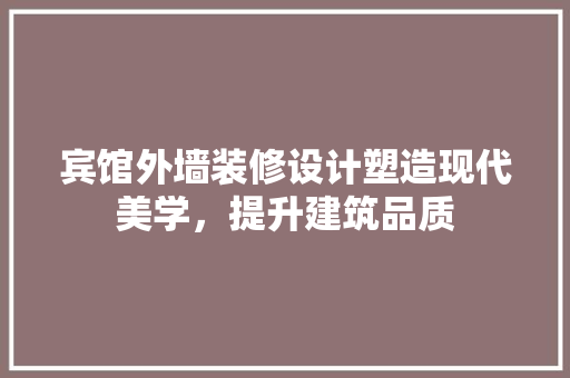 宾馆外墙装修设计塑造现代美学，提升建筑品质