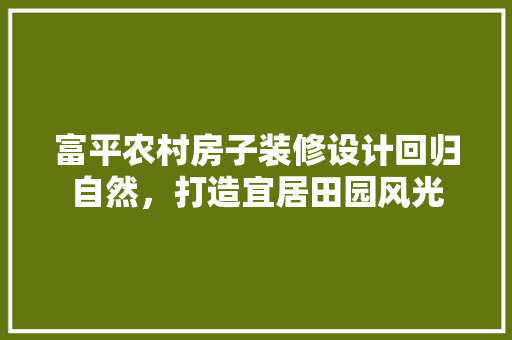 富平农村房子装修设计回归自然，打造宜居田园风光