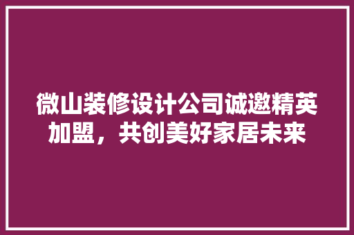 微山装修设计公司诚邀精英加盟，共创美好家居未来