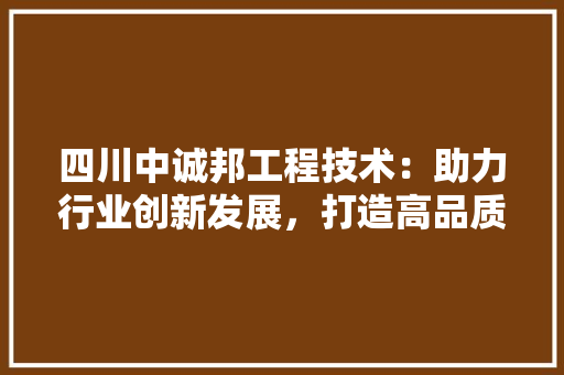 四川中诚邦工程技术：助力行业创新发展，打造高品质工程典范