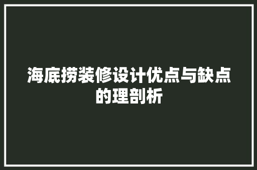 海底捞装修设计优点与缺点的理剖析