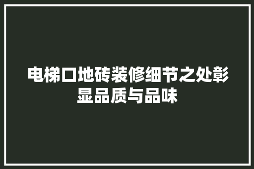 电梯口地砖装修细节之处彰显品质与品味