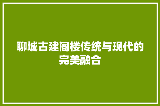聊城古建阁楼传统与现代的完美融合