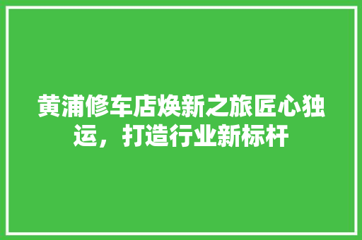 黄浦修车店焕新之旅匠心独运，打造行业新标杆
