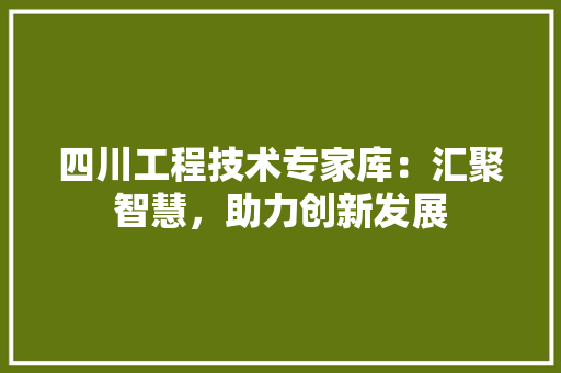 四川工程技术专家库：汇聚智慧，助力创新发展 卧室装修