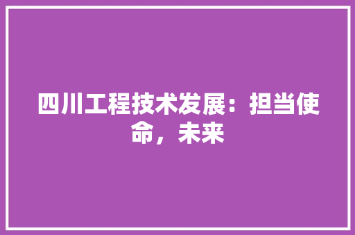 四川工程技术发展：担当使命，未来