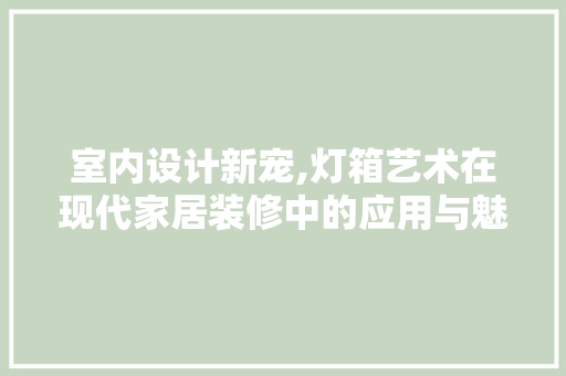 室内设计新宠,灯箱艺术在现代家居装修中的应用与魅力