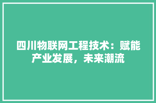 四川物联网工程技术：赋能产业发展，未来潮流