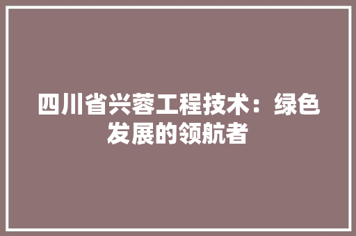 四川省兴蓉工程技术：绿色发展的领航者