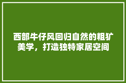 西部牛仔风回归自然的粗犷美学，打造独特家居空间