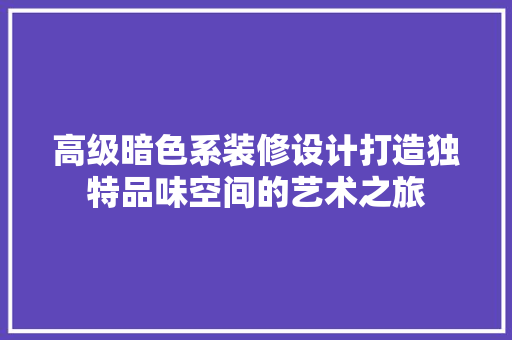 高级暗色系装修设计打造独特品味空间的艺术之旅